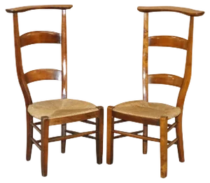 Set of Hand Carved High Back Prayer Chairs, 1840s