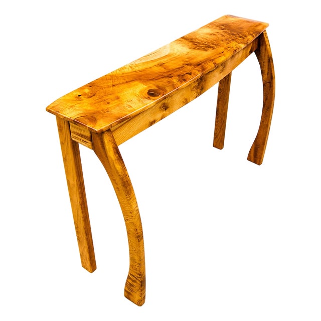Vintage Studio Crafted Burl Maple Postmodern Console or Entry Table For Sale