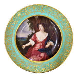 19th C Austrian Porcelain Royal Vienna Plate "Louise Duchess of Portsmouth"