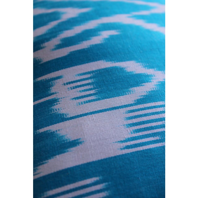 Contemporary Blue Ikat Decorative Pillow For Sale - Image 4 of 10