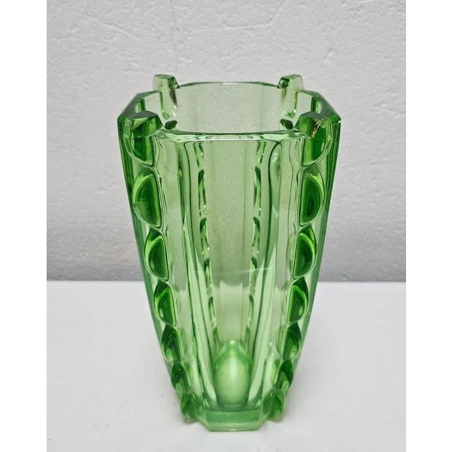 Art Deco Green Glass Sculpural Vase, 1960s For Sale - Image 4 of 8