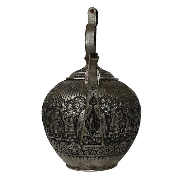 Silver Large Copper Tea Pot with Engraving, 1940s For Sale - Image 8 of 16