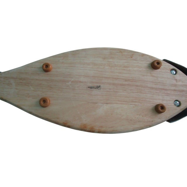 Brown Vintage Salmon Serving Trencher Board Wood Cast Aluminum Head and Tail Winsome Wood For Sale - Image 8 of 11