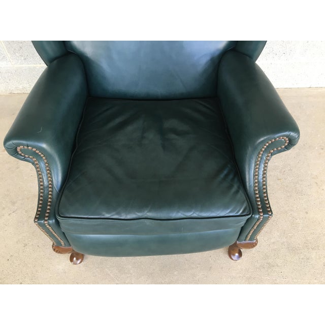 Lazy Boy Classics Wing Back Chippendale Style Dark Green Leather