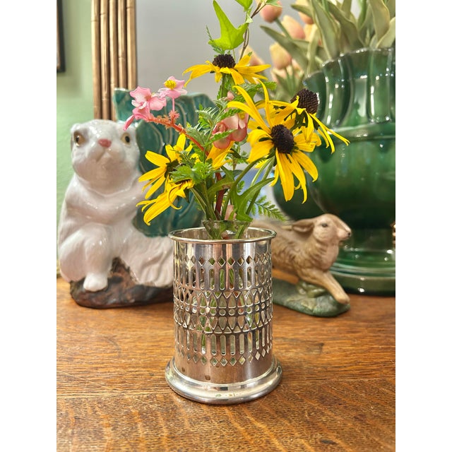Sheffield Silver Co. Vintage Sheffield Silver Co. Art Deco 3.75” Condiment Holder or Jar Sleeve For Sale - Image 4 of 8