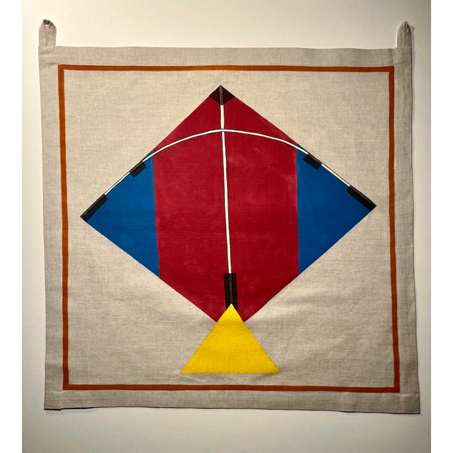 2020s Set of 4 John Robshaw Hand Painted Kite Tapestry Cotton/Linen Wall Art Decor For Sale - Image 5 of 11