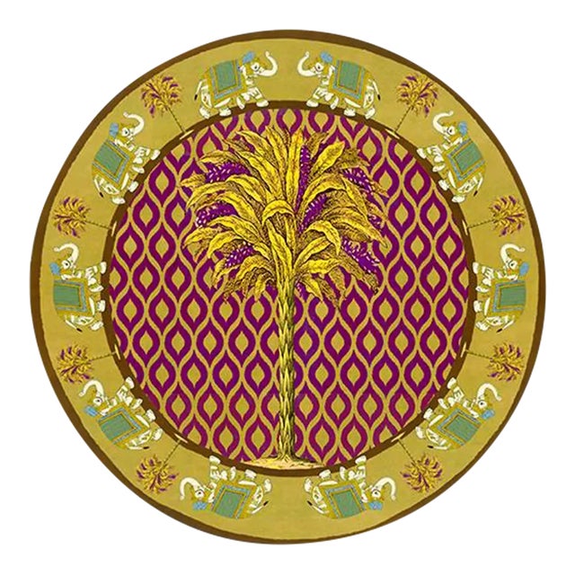 Italian Brown Placemat With Elephants and Palm Tree For Sale