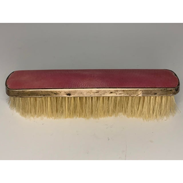 Art Nouveau Antique Sterling Silver Guilloche Clothes Brush: Birmingham, 1919 For Sale - Image 3 of 10