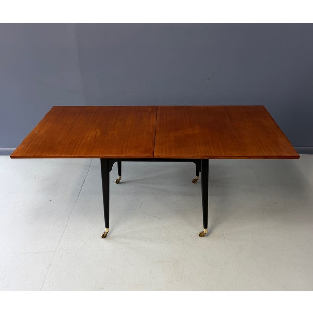 1950s 1950s Edward Wormley for Dunbar Flip-Top Expandable Table and Brass Castors For Sale - Image 5 of 12