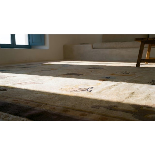 1920s Ivory Cream Art Deco Influences 100 Antiques Pattern Chinese Peking Rug For Sale - Image 13 of 15