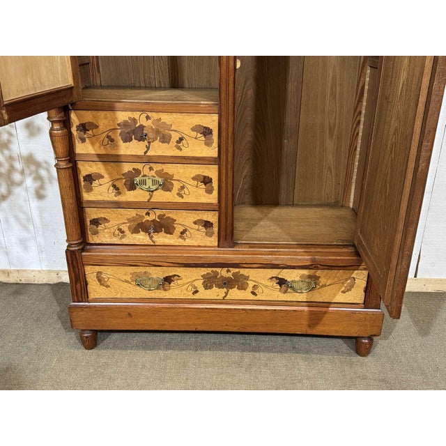 20th Century Art Nouveau Wardrobe in Pitch Pine and Speckled Maple Burl For Sale - Image 13 of 18