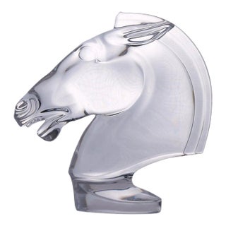 French Sevres Crystal Art Deco Style Tall Horse Head Sculpture For Sale