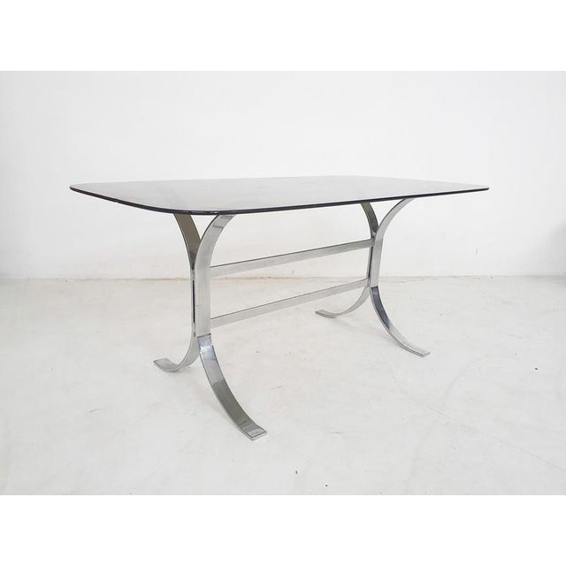 Glass and Chrome Dining Table, 1970s For Sale - Image 6 of 6