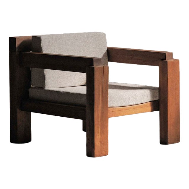 Vintage Wood Armchair, France, 1980s For Sale