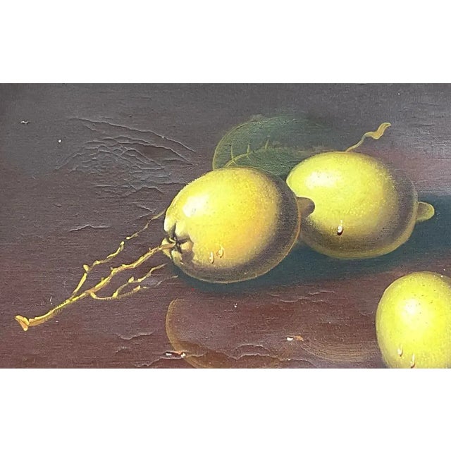 Vintage Original Lemon Still Life Oil Painting For Sale - Image 11 of 12