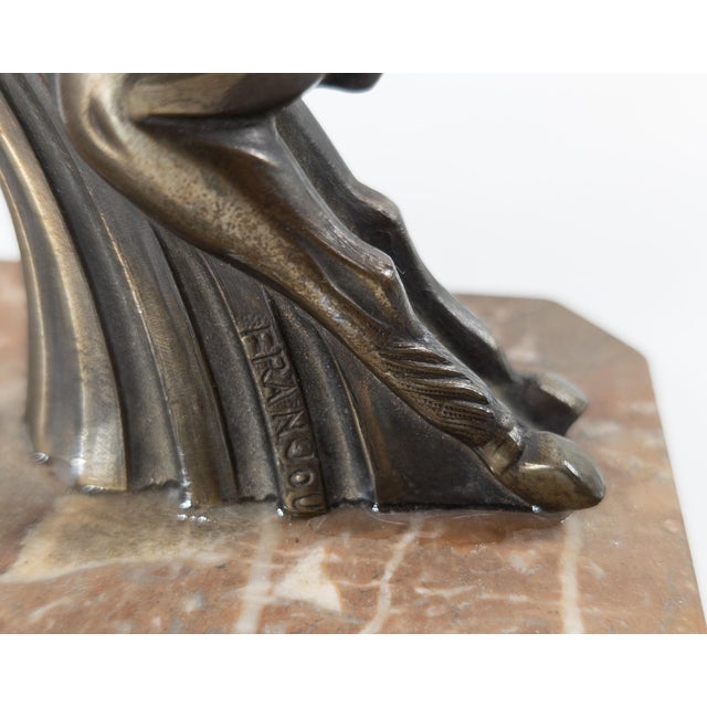 Metal 1920's Pair of French Art Deco Spelter Bookends With Leaping Stags by Franjou For Sale - Image 7 of 9