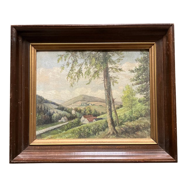 1940’s Vintage Rustic American Hillside Painting For Sale