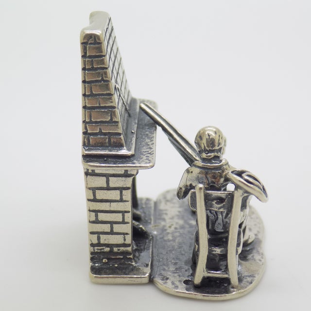 Vintage Italian Silver Hunter with Dog Fireplace Miniature Figurine, 1970s For Sale - Image 6 of 14