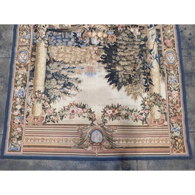 Circa 2000s Vintage French Style Tapestry - 5'8" × 5'0" For Sale - Image 4 of 8