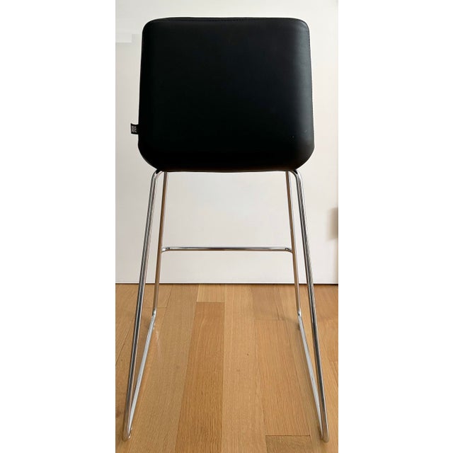 2010s Rolf Benz 626 Sinus Black Leather Skid Bar Stool Designed by Kai Stania For Sale - Image 5 of 11