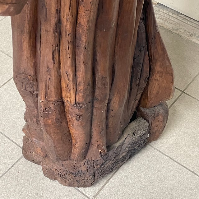 Wood 18th Century Baroque Wooden Sculpture of St. Francis of Assisi, Italy For Sale - Image 7 of 18