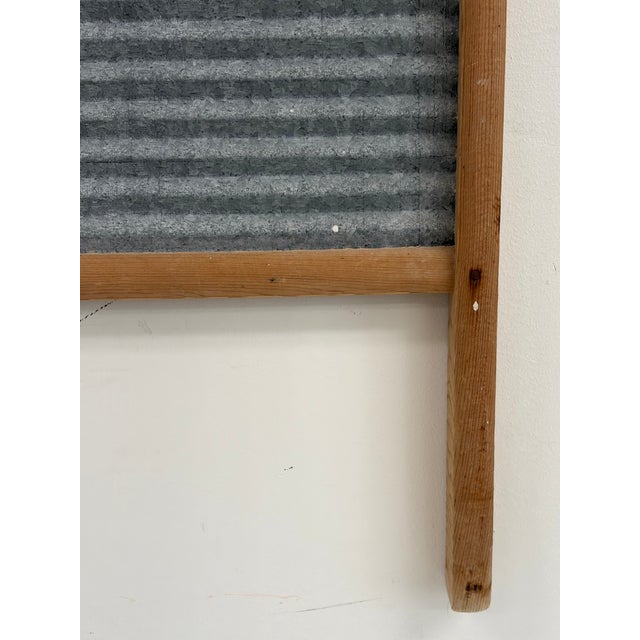 Vintage MorValu Columbus Washboard Co. Galvanized Metal & Wood Washboard For Sale - Image 11 of 18