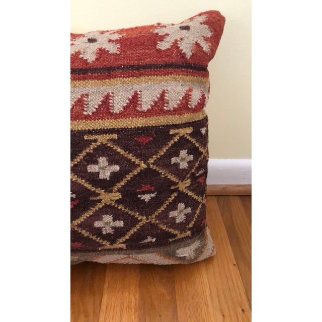 Textile Rustic Kilim Indoor Throw Pillow 18" Square For Sale - Image 7 of 9