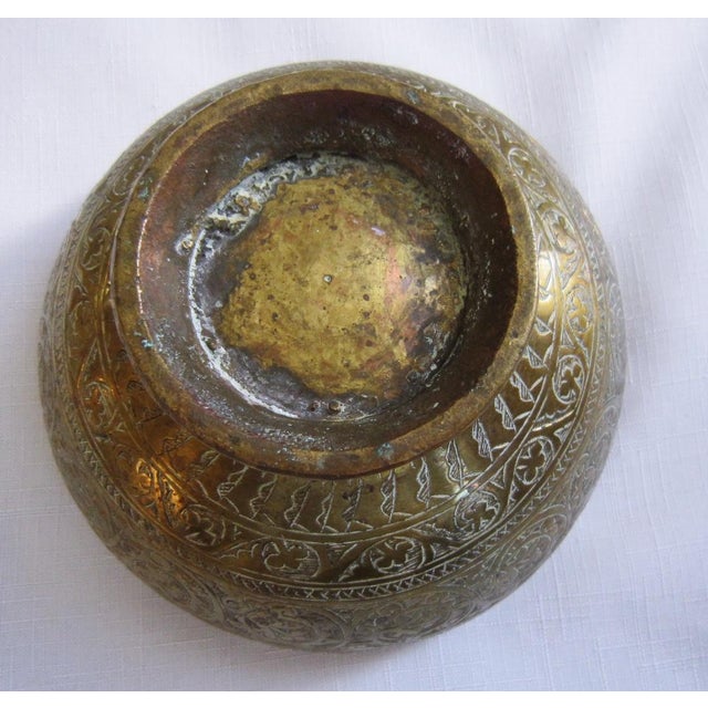 Moroccan Ornate Etched Moroccan Brass Bowl For Sale - Image 3 of 4