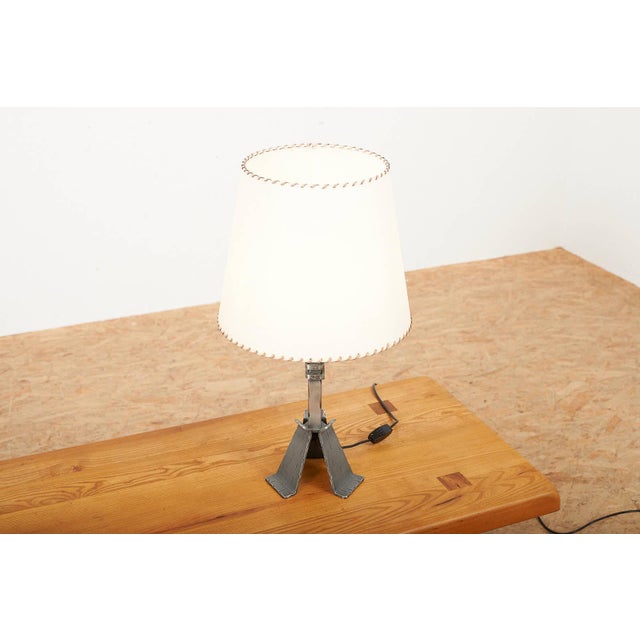 Brutalist Table Lamp with Wrought Iron Base and Stem from Megal, 1960s For Sale - Image 6 of 10
