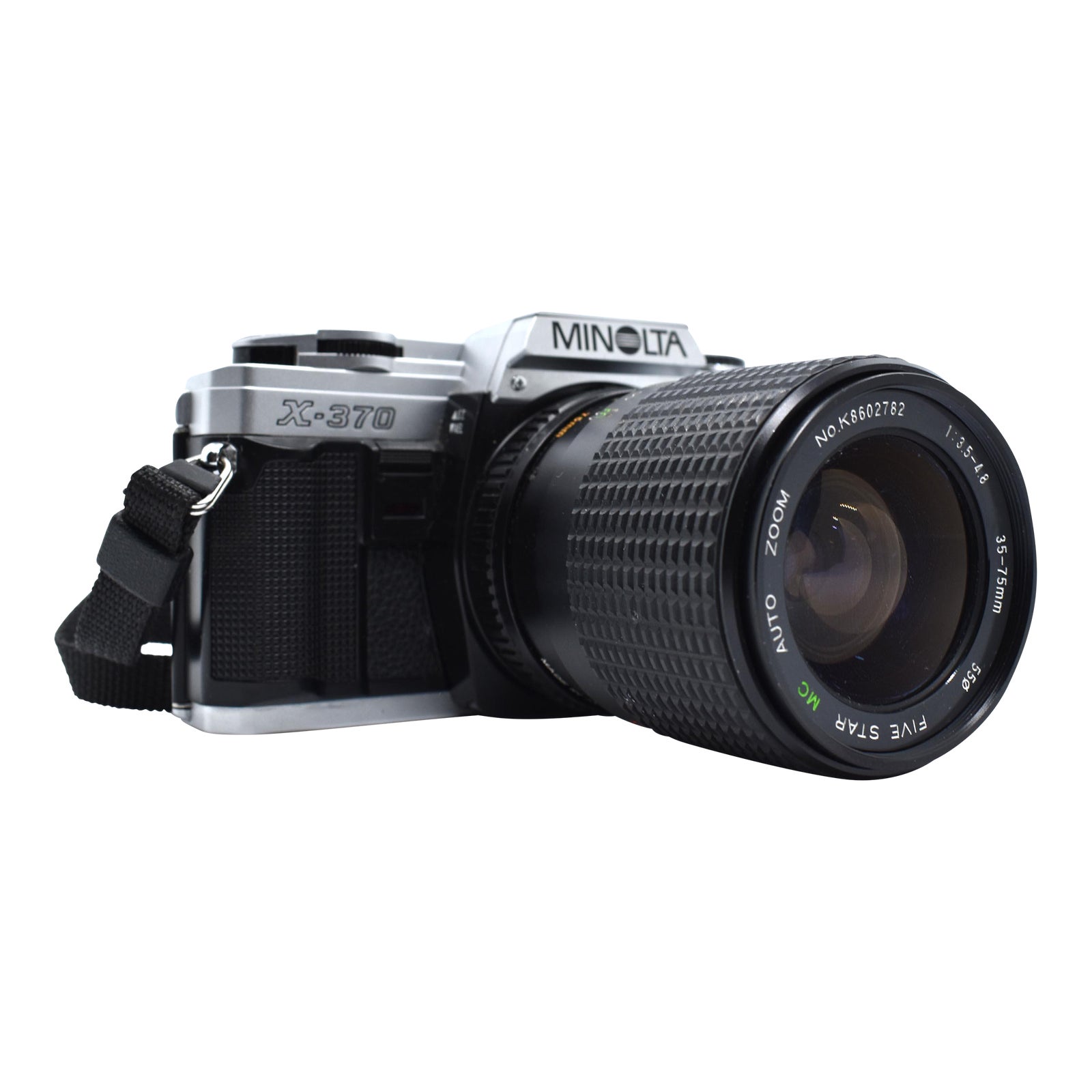 1980's Minolta X-370 35mm SLR Film Camera With Five Star 35-75mm
