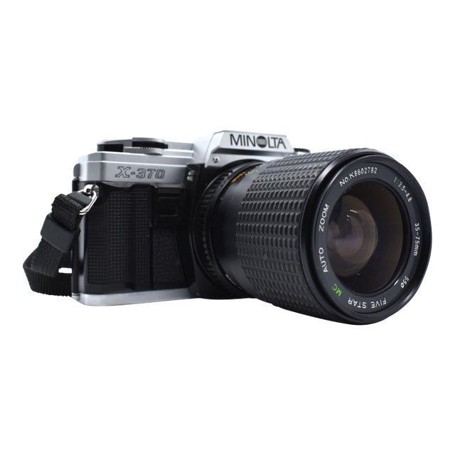 1980's Minolta X-370 35mm SLR Film Camera With Five Star 35-75mm MC Auto Zoom Lens - Japan For Sale
