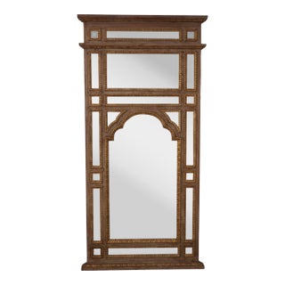 Labarge Italian Neoclassical Large Beveled Glass Mirror For Sale