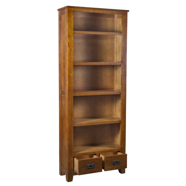 Crafters and Weavers Mission Open Shelf Bookcase Michael's Cherry For Sale - Image 4 of 5