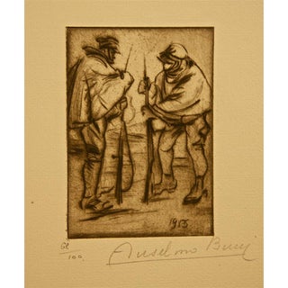 Anselmo Bucci, La Relève, Etching, 1917 For Sale