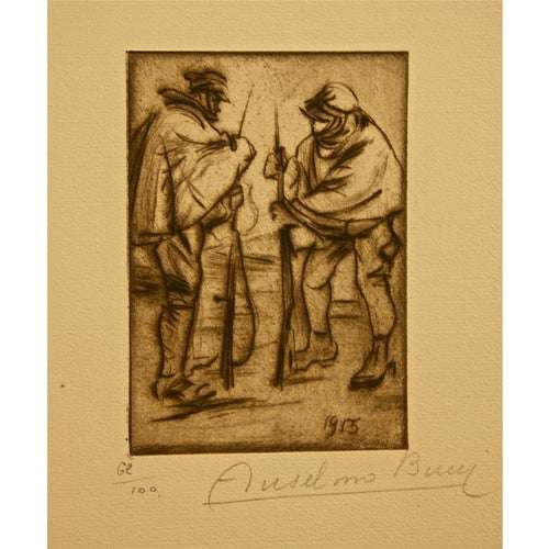 Anselmo Bucci, La Relève, Etching, 1917 For Sale