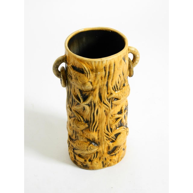 Ceramic Large Mid-Century Modern Glazed Ceramic Floor Vase with Maritime Fish and Starfish Motifs, 1960s For Sale - Image 7 of 18