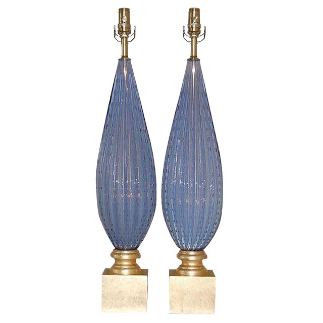 Vintage Murano Lavender Opaline Glass Lamps For Sale - Image 11 of 11