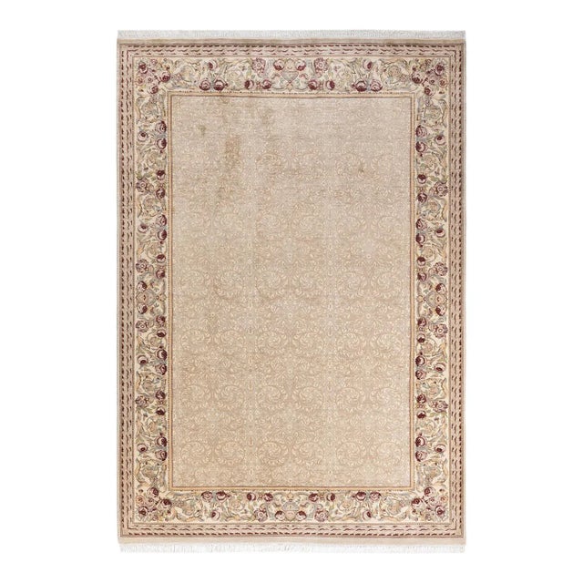 Ivory Mogul, One-of-a-Kind Hand-Knotted Area Rug in Ivory, 6' 1" x 9' 3" For Sale - Image 8 of 8
