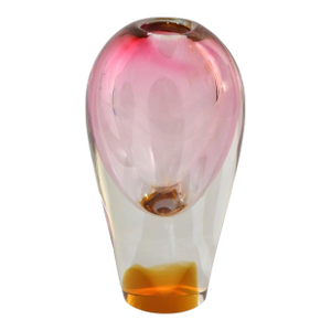 1950s Josef Rozinek for Borocrystal Blown Glass Vase Pink Amber Czechoslovakia