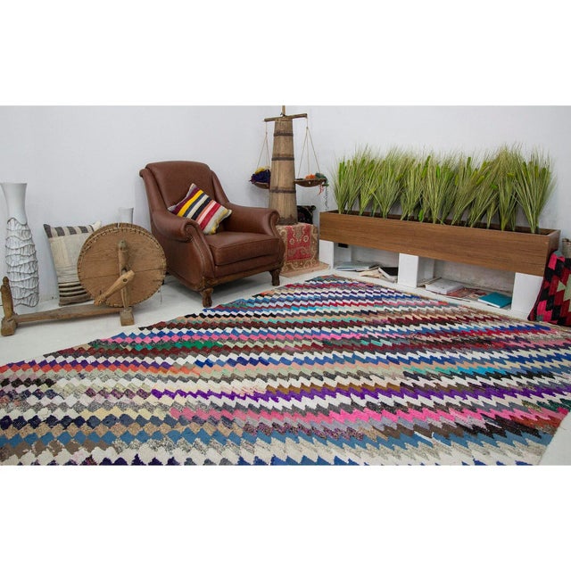 Vintage Turkish Colorful Cotton Kilim Rug - 6′2″ × 8′4″ For Sale In Los Angeles - Image 6 of 7