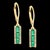 Princess Cut Emerald &amp; Diamond 14 Kt Yellow Gold Dangling Earring Princess cut Emerald in the Center row Each side of...