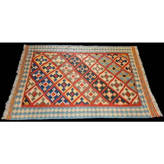 Afghan Handmade Kilim with Polychrome Geometric Pattern, 1990s For Sale - Image 6 of 7