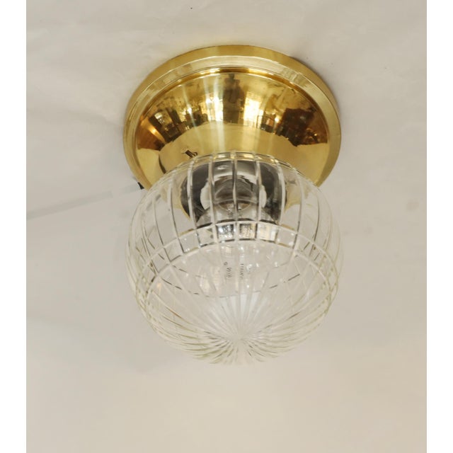 19th Century Art Nouveau Ceiling Lamps in Brass and Glass, 1890s, Set of 2 For Sale - Image 5 of 10