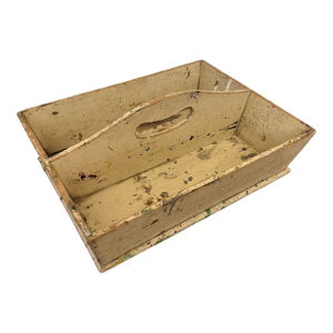 Antique 19th Century American Paint Decorated Knife or Cutlery Tray in Butter Color Paint