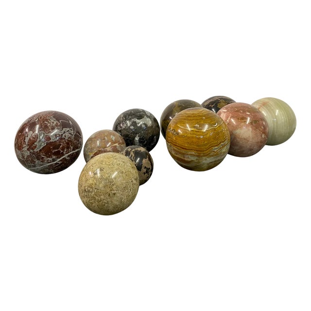 Selection of Specimen Marble and Stone Spheres, Set of 10 For Sale