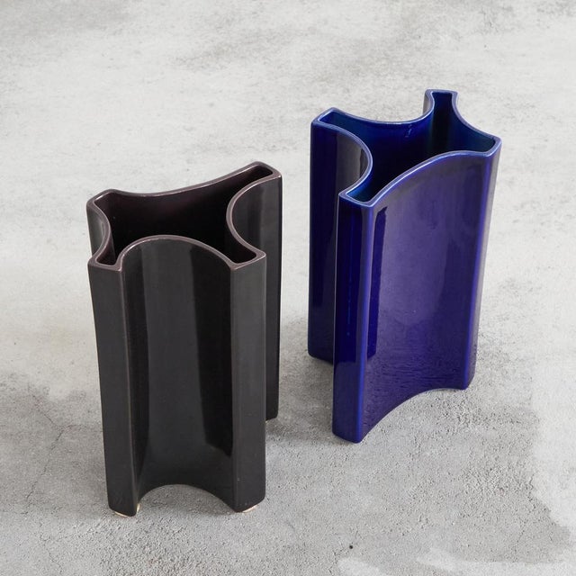 Mid-Century Vases by Angelo Mangiarotti for Fratelli Brambilla, 1960s, Set of 2 For Sale - Image 4 of 13