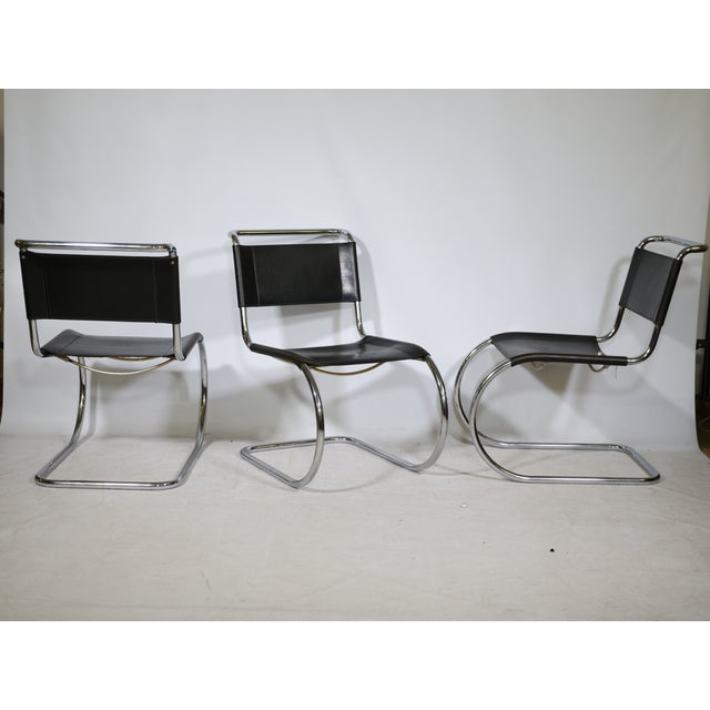 Mid-Century Modern Bauhaus MR10 Cantilever Chairs in Tubular Steel and Leather by Ludwig Mies van der Rohe for Thonet, 1970s, Set of 6 For Sale - Image 3 of 13