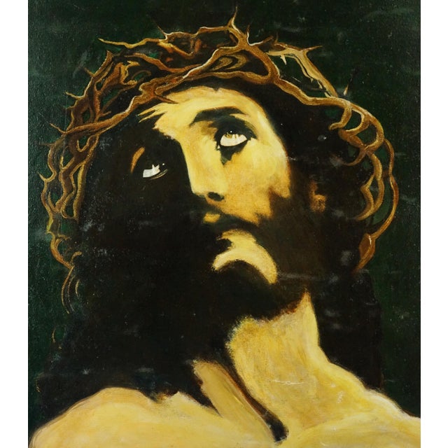1980s Alfredo d'Aima, The Face of Christ Jesus with Crown of Thorns, 1987, Oil on Canvas For Sale - Image 5 of 13
