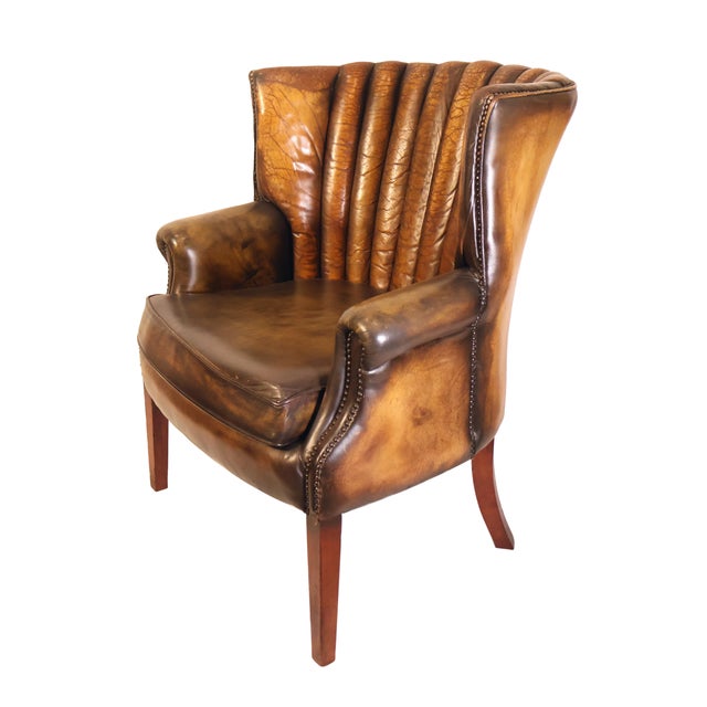 Art Deco Art Deco Leather Channel-Back Club Chair, English, Ca. 1940 For Sale - Image 3 of 10