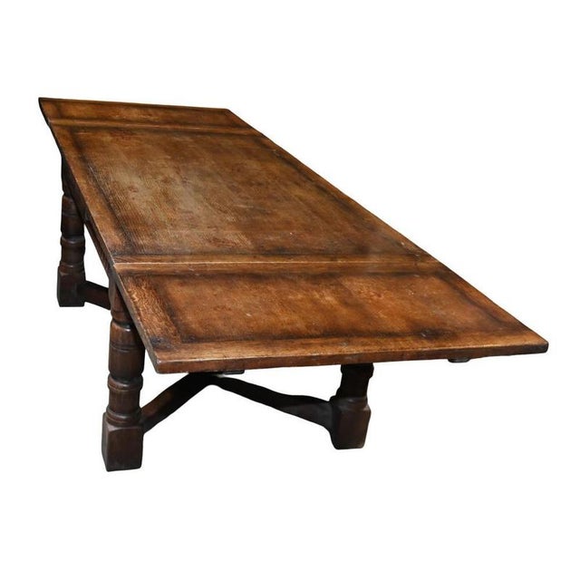 Jacobean Revival English Extending Refectory Table in Oak, 1920 For Sale - Image 3 of 6